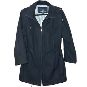 London Fog Women’s Water Resistant Hooded Raincoat Black Size Large